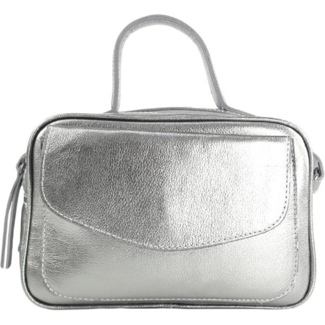 Bolsa Crisfael Baú Couro Metalizado Grafite
