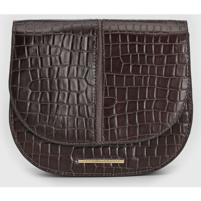 Bolsa Tiracolo Feminina Jorge Bischoff Efeito Croco Marrom