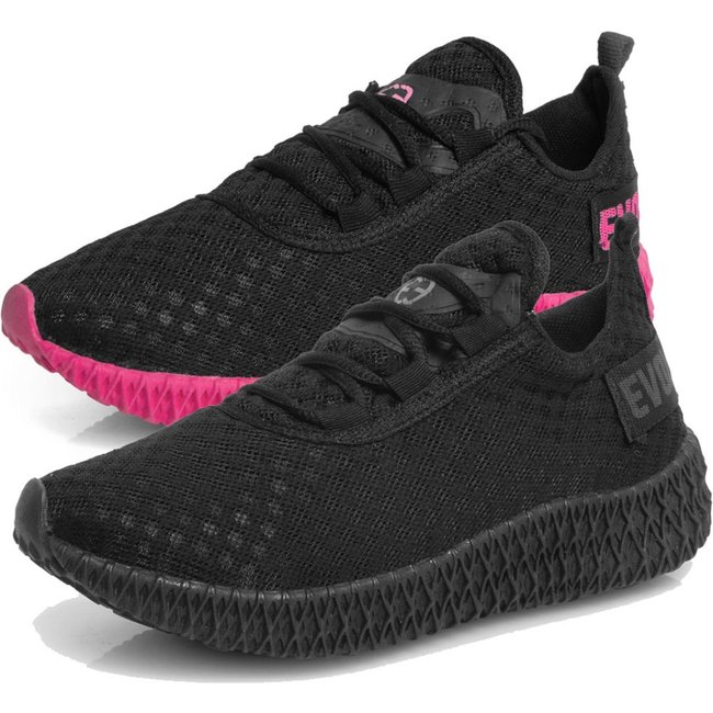 Kit 2 Tênis Boost Feminino Evoltenn Esportivo Colmeia Black e Preto Rosa