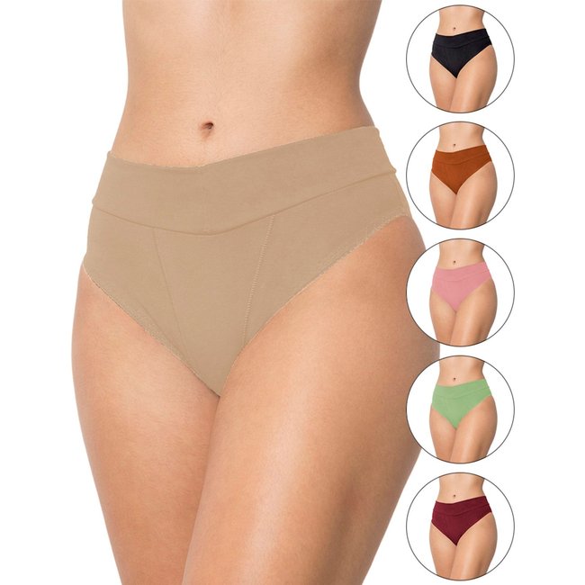 Kit 10 Calcinhas de Cotton Gabi Lingerie Moda Íntima Reforçada Algodão Cós Calça Feminina Multicolorido