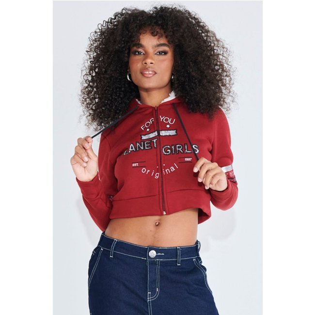 Moletom Feminino Com Capuz Planet Girls Vinho