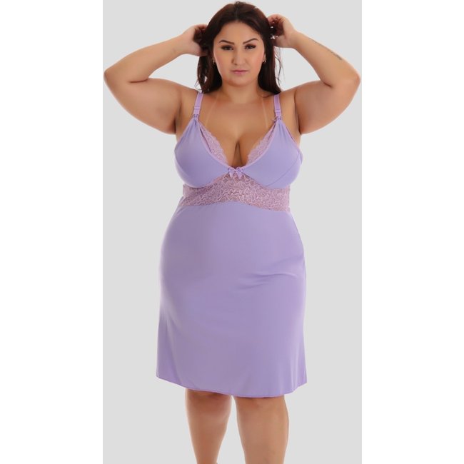 Camisola Amamentação Plus Size Pós Parto Gestante - Lilás