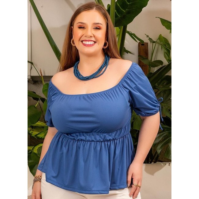 Blusa Em Malha Azul Marguerite