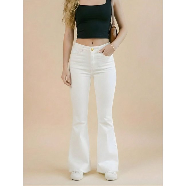 Calça Feminina Flare Sarja Branca