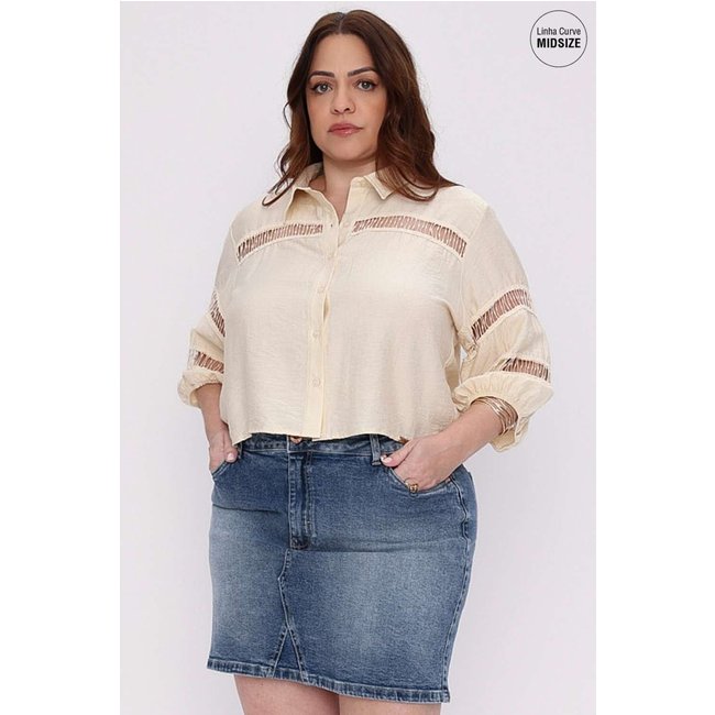 CAMISA RENDA CHIC MAIS GATA CREME Gatabakana