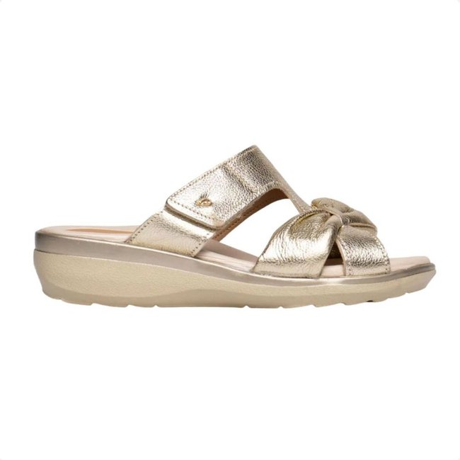 Tamanco Feminino Anabela Pegada Dourado