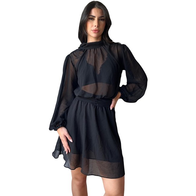 Vestido Curto Miesse Transparência Preto