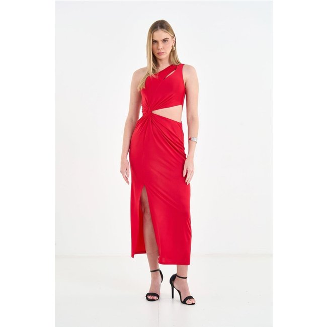 Vestido com Torção e Alça Única ACT Feminino