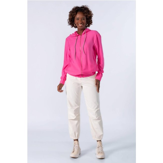 Jaqueta com capuz em viscose Rosa