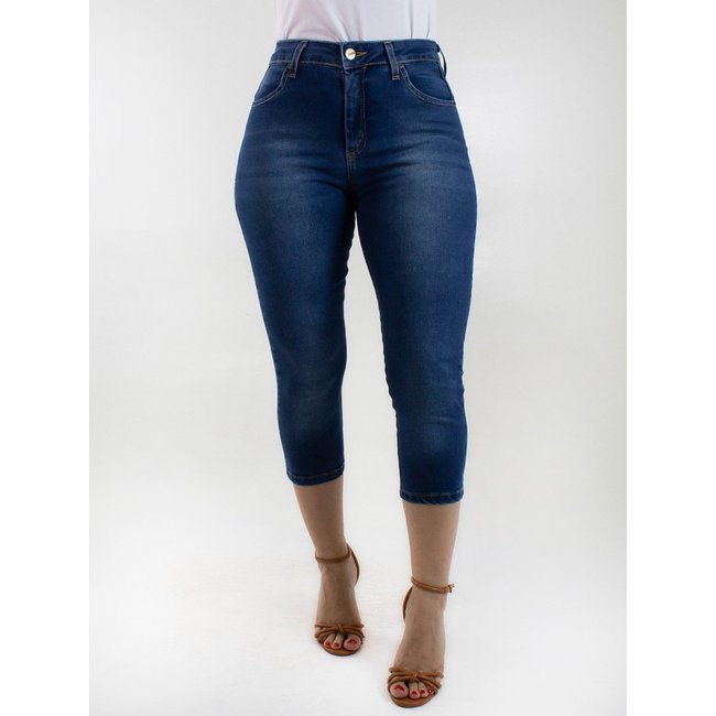 Calça Feminina Capri Jeans Cintura Alta Elastano Anticorpus