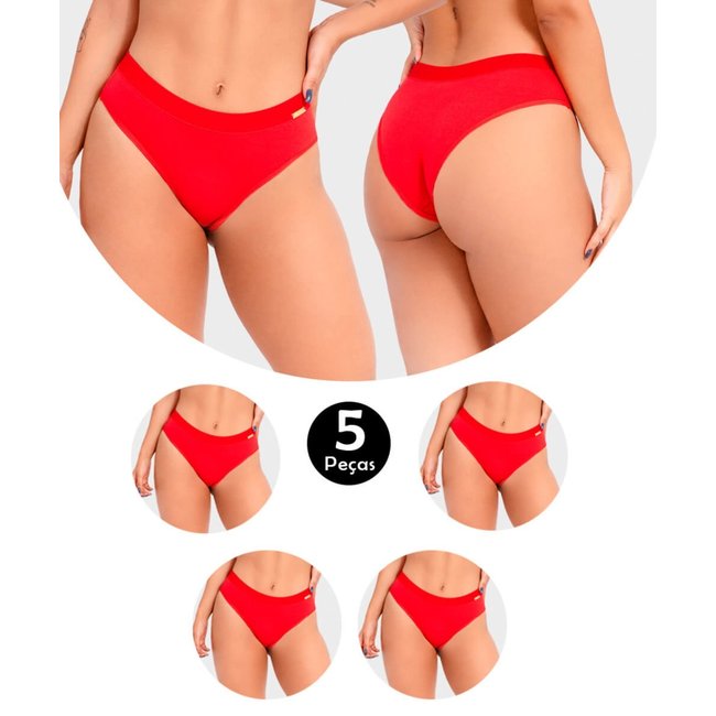 Kit 5 Calcinha IMI Lingerie Em Algodão Ivy Vermelho