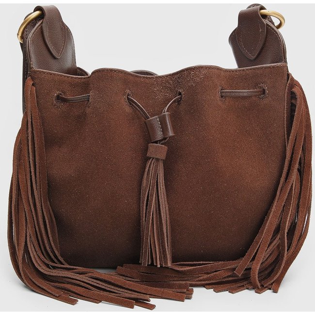 Bolsa Média Feminina Arezzo Franjas Marrom