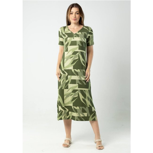 Vestido Midi Pau a Pique Estampado Verde VERDE - XL Pau a Pique
