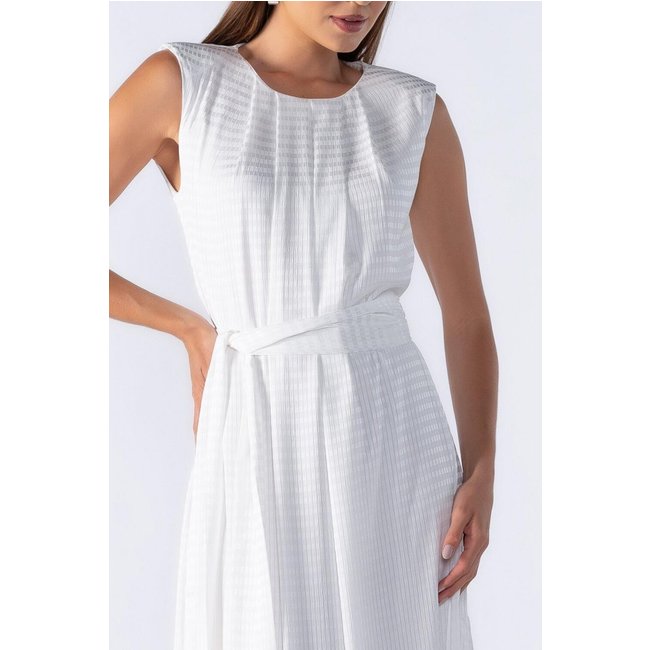 Vestido longo reto com ombreiras Branco