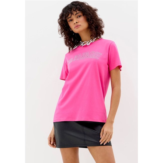 T-Shirt Lettering Strass Feminina Inblanche