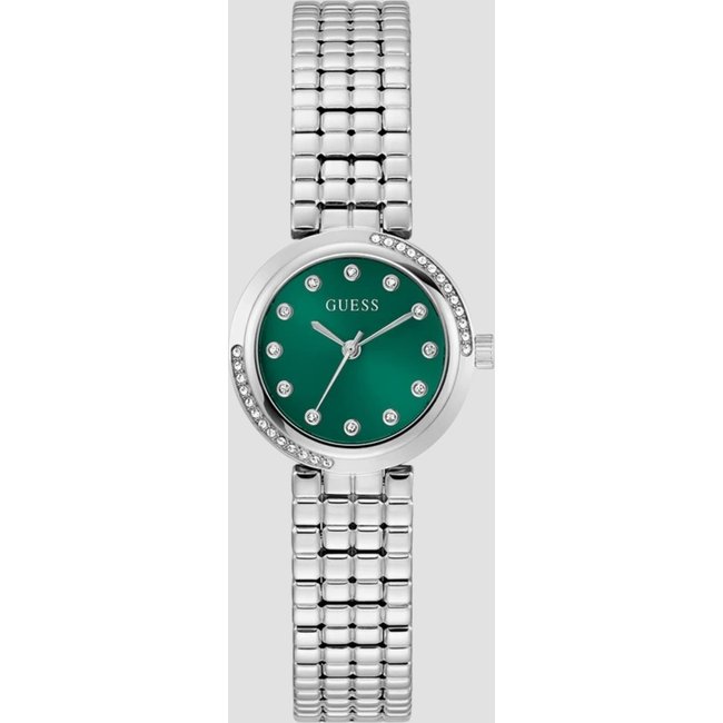 Relógio Guess Aço Redondo Analógico Verde e Prata