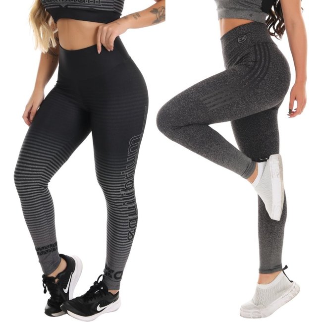 kit 2 Calças Feminina Legging Academia Zero Transparência