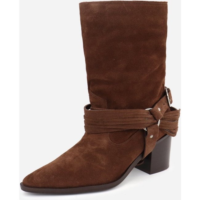 Bota Feminina Western Fashion Estilo Conforto Country Detalhes ajustáveis em Couro Texana Maria Paula Expresso