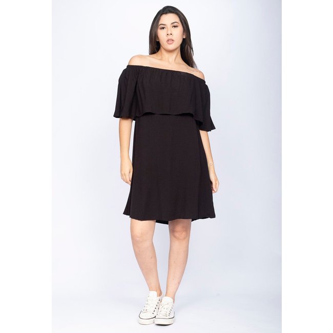 Vestido CabanaFree Curto Kurumí Camisa Viscose Preto