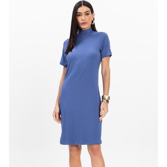 Vestido Curto de Ribana Feminino Rovitex Azul