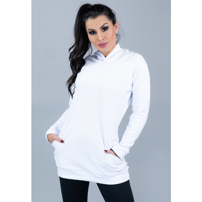 Casaco MVB Modas Moletom Flanelado Capuz Branco