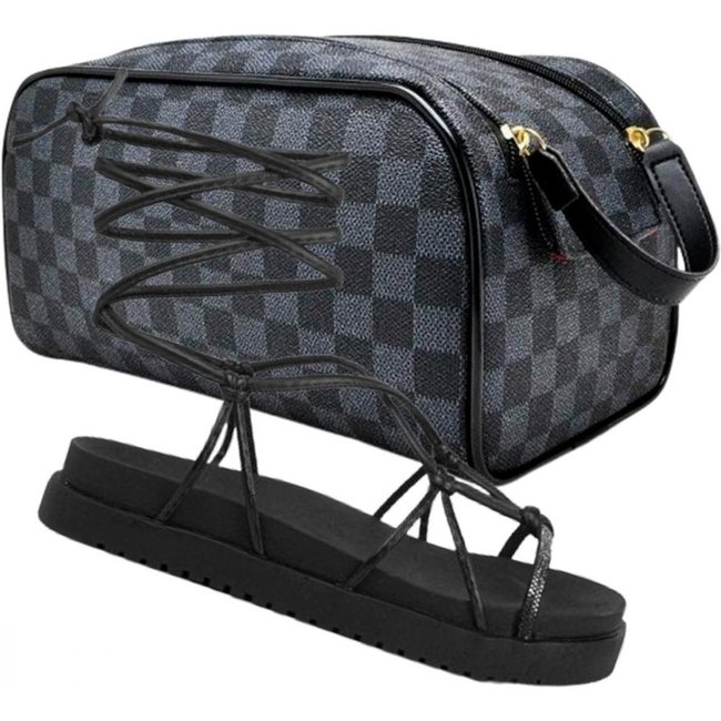 Kit Sandália Feminina com Solado Anatômico e Bolsa Necessaire Espaçosa Conforto e Estilo Bege