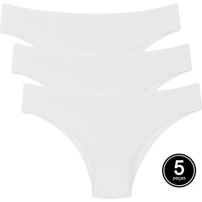 Kit 5 Calcinha Modelo Tanga A10 Branca