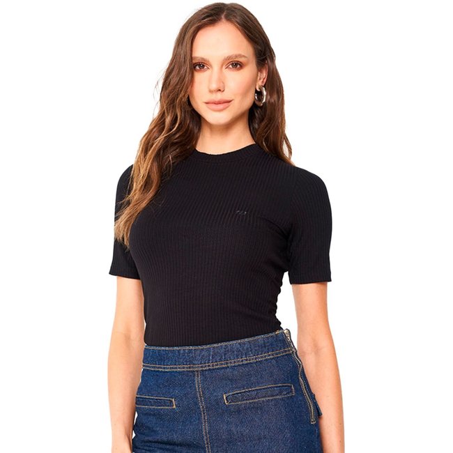 Blusa Colcci Canelada Slim Pr25 Preto Feminino