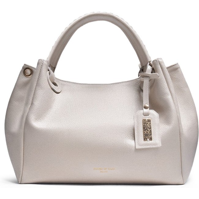 BOLSA FEMININA EM COURO ALÇA DE MÁO OFF WHITE "ROBERTA ISHINO"""