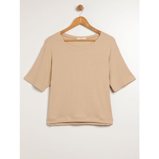 Blusa Manga 3/4 Plus Size Feminina BEGE