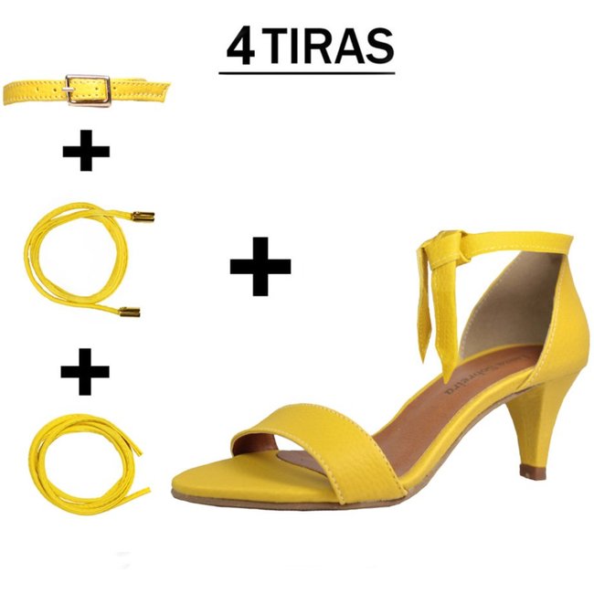 Sandália Troca Tira Salto Baixo Fino Luiza Sobreira Amarelo Mod.2021-2