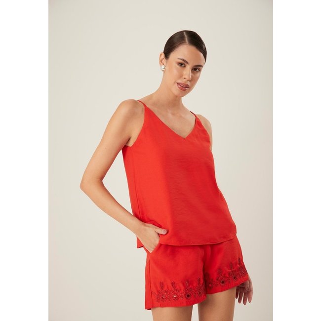 Blusa Presenteável Minimal com Decote V e Alças