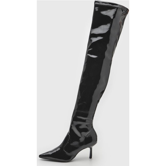 Bota Over The Knee Santa Lolla Verniz Preta