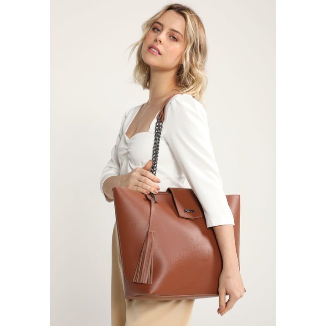 Kit Bolsa Sacola e Necessarie Retta Caramelo