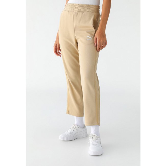 Calça de Moletom Puma Reta Logo Bege