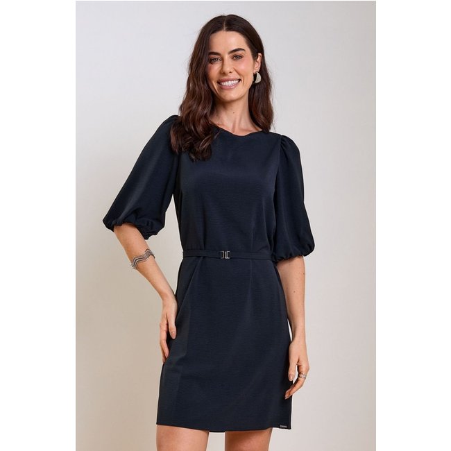 Vestido Feminino Curto Manga Bufante Marialícia Preto
