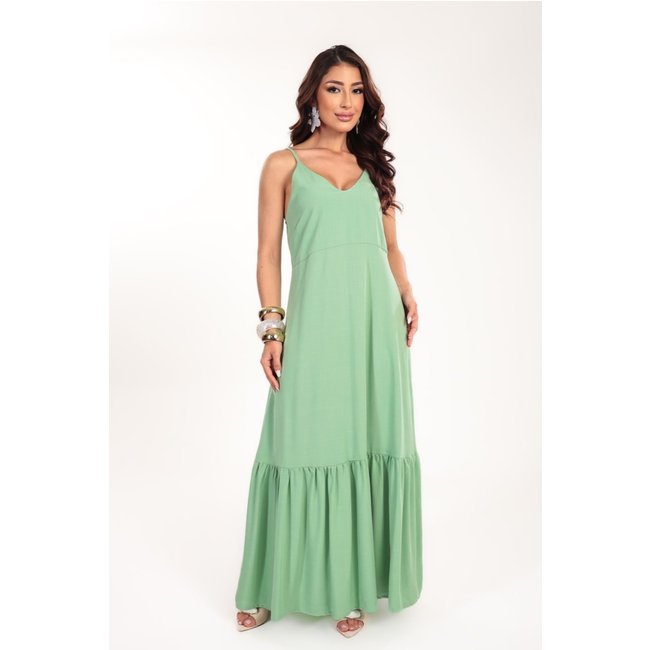Vestido longo Ícone Fashion Verano cor Verde Menta