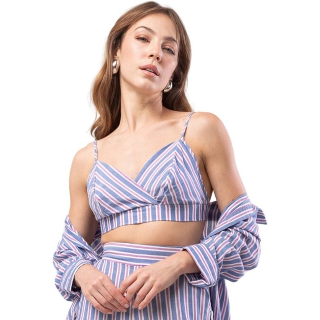 Top Listrado Sawary Fashion Calmaria AZUL