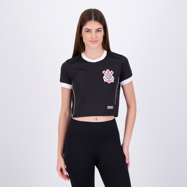 Cropped Corinthians Dry Logo Feminino Preto