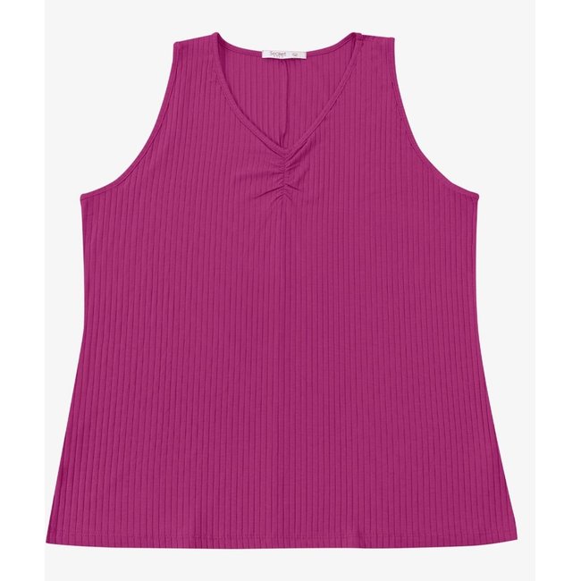 Regata Plus Size Em Ribana Canelada Secret Glam Roxo