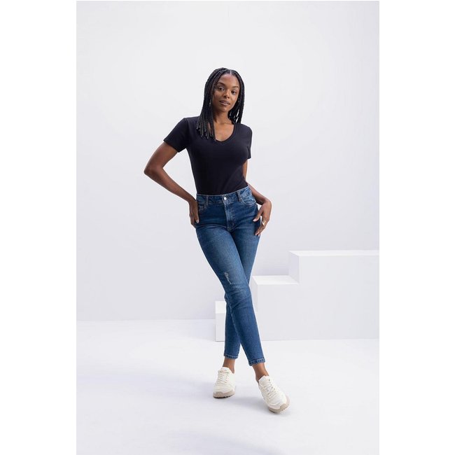 Calça Skinny Feminina Jeans Essendi Jeans Escuro Azul