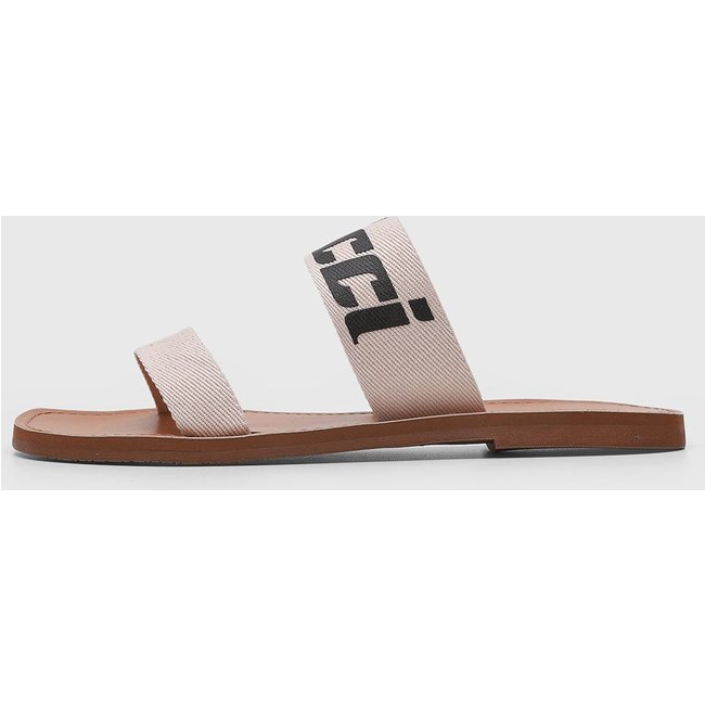 Rasteira Feminina Colcci Duas Tiras Logo Off-White