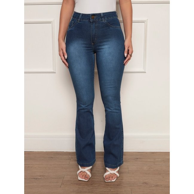Calça Jeans Flare Feminina Avec Casual e Basica Ideal Dia a Dia Azul