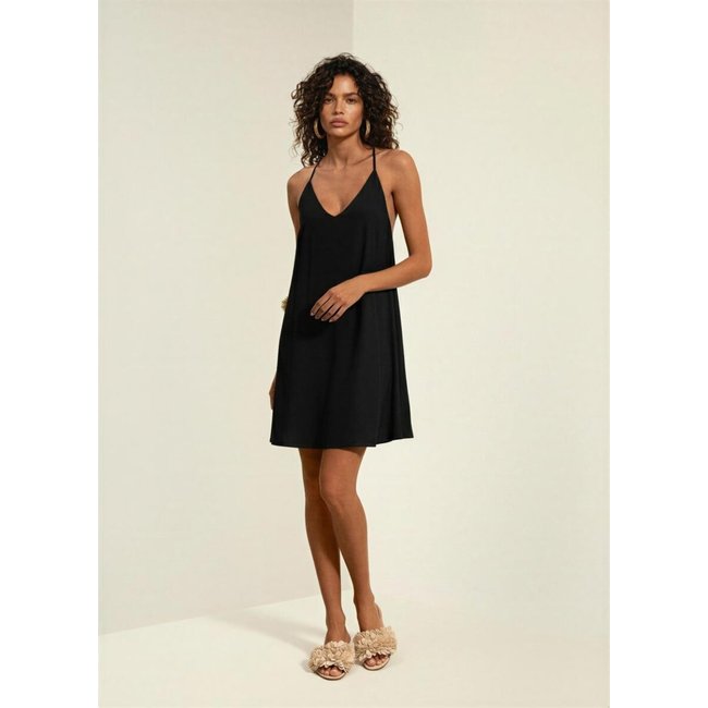 Vestido Curto Fluido De Alças Finas Com Enfeites Metalizados