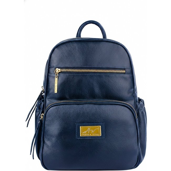 Mochila pequena de couro liso Zoey - Azul