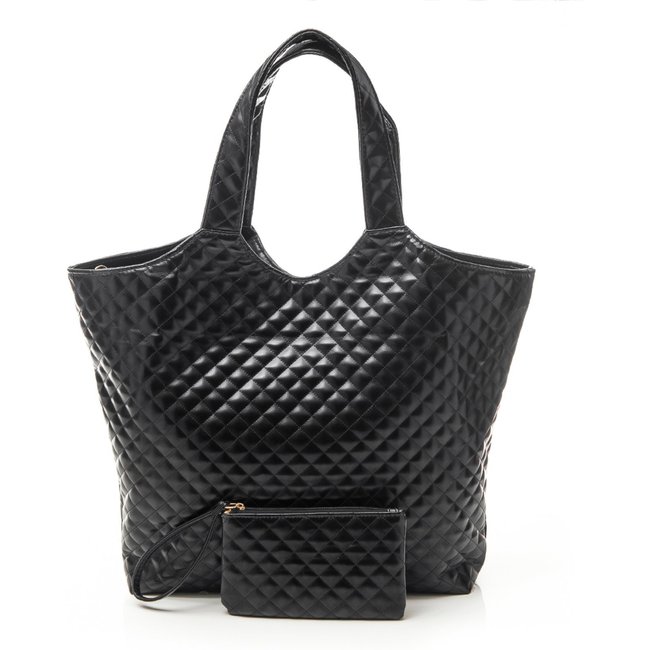 Bolsa Feminina Maxi Bag Matelassê com Carteira Preto