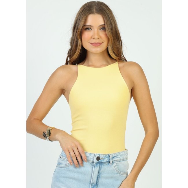 Alcinha Malha Canelada Amarelo P Gazzy