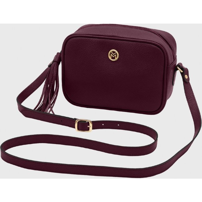 Bolsa Transversal de Couro Mariart Titânio Rubi