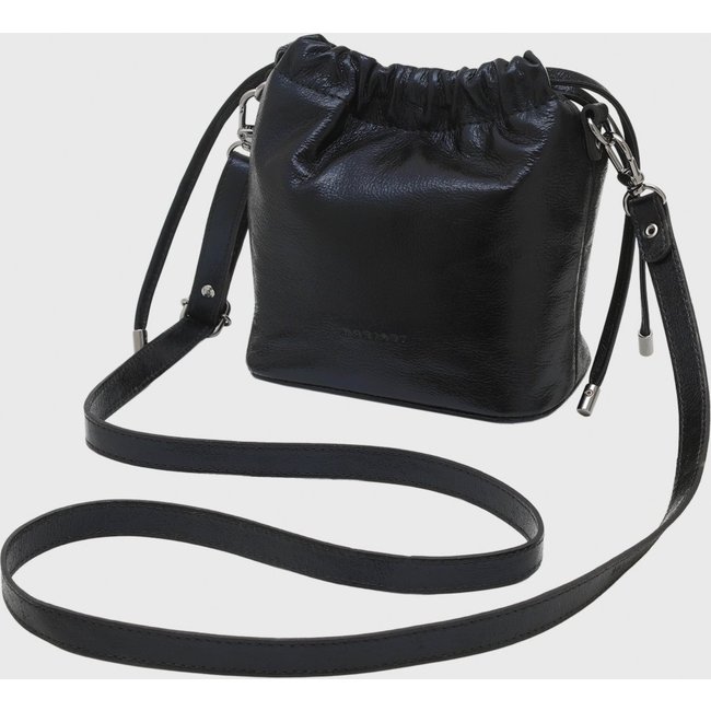Bolsa Transversal Couro Mariart Mini Cravo Preto Metalizado