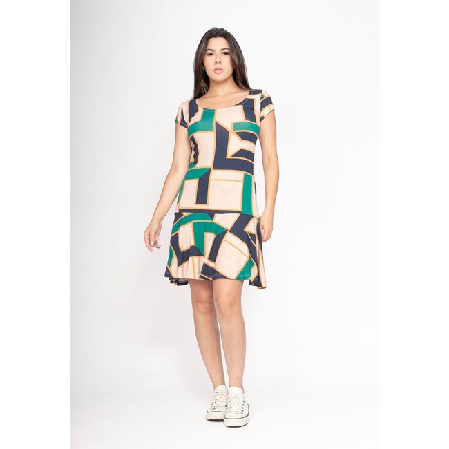Vestido CabanaFree Aiyra Curto Malha Estampa Chapada de Areia